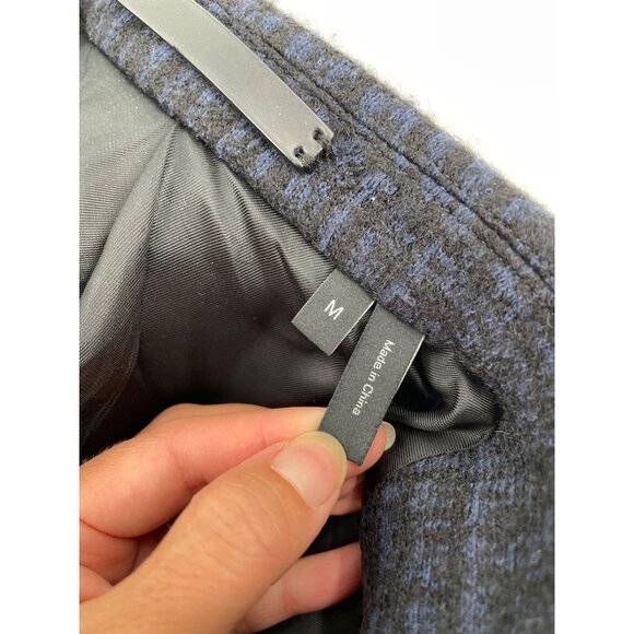 Theory Boucle Plaid Suffolk Coat Wool Blend Blue Black Mens Medium Winter Luxury - Picture 4 of 8